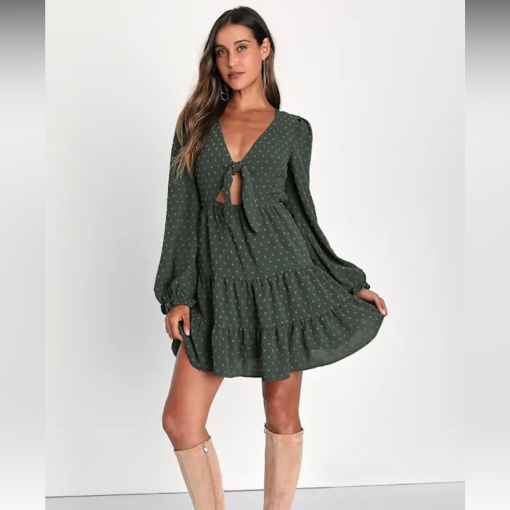 Lulu’s darling personality Swiss dot mini dress